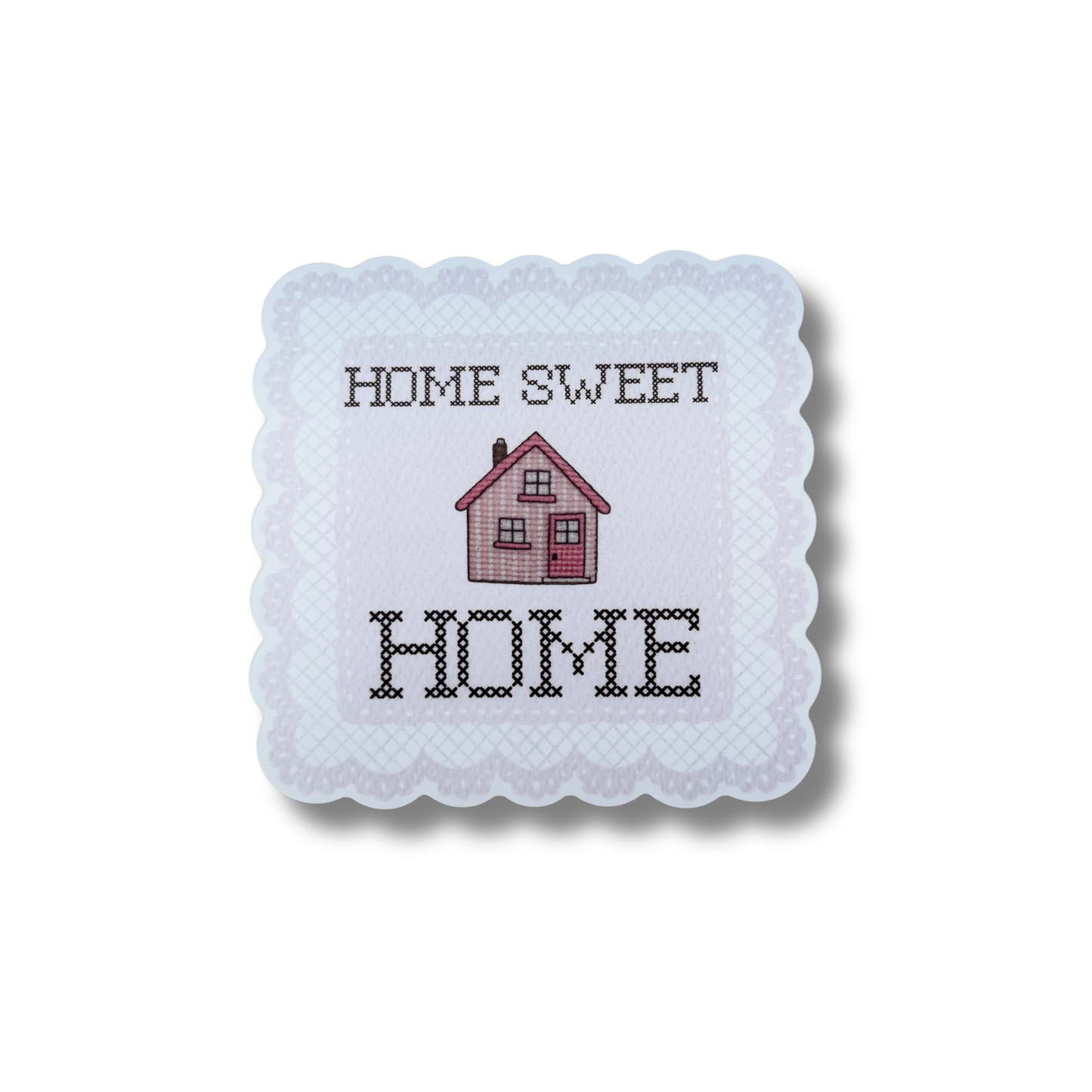 Home Sweet Home Cross Stitch Matte Vinyl Sticker