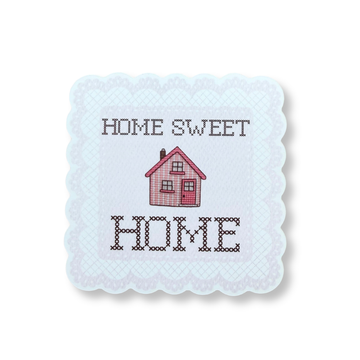 Home Sweet Home Cross Stitch Matte Vinyl Sticker