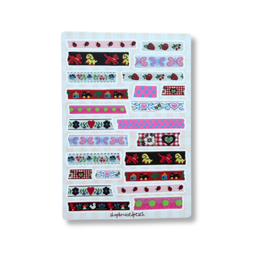 Vintage Ribbon Washi Strips Sticker Sheet