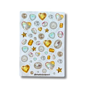 Silver and Gold Jewel Sticker Sheet – Classic Gem Stickers for Journaling, Scrapbooking &amp; Planners