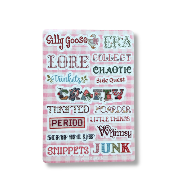 Mom's Cross Stitch Words Sticker Sheet