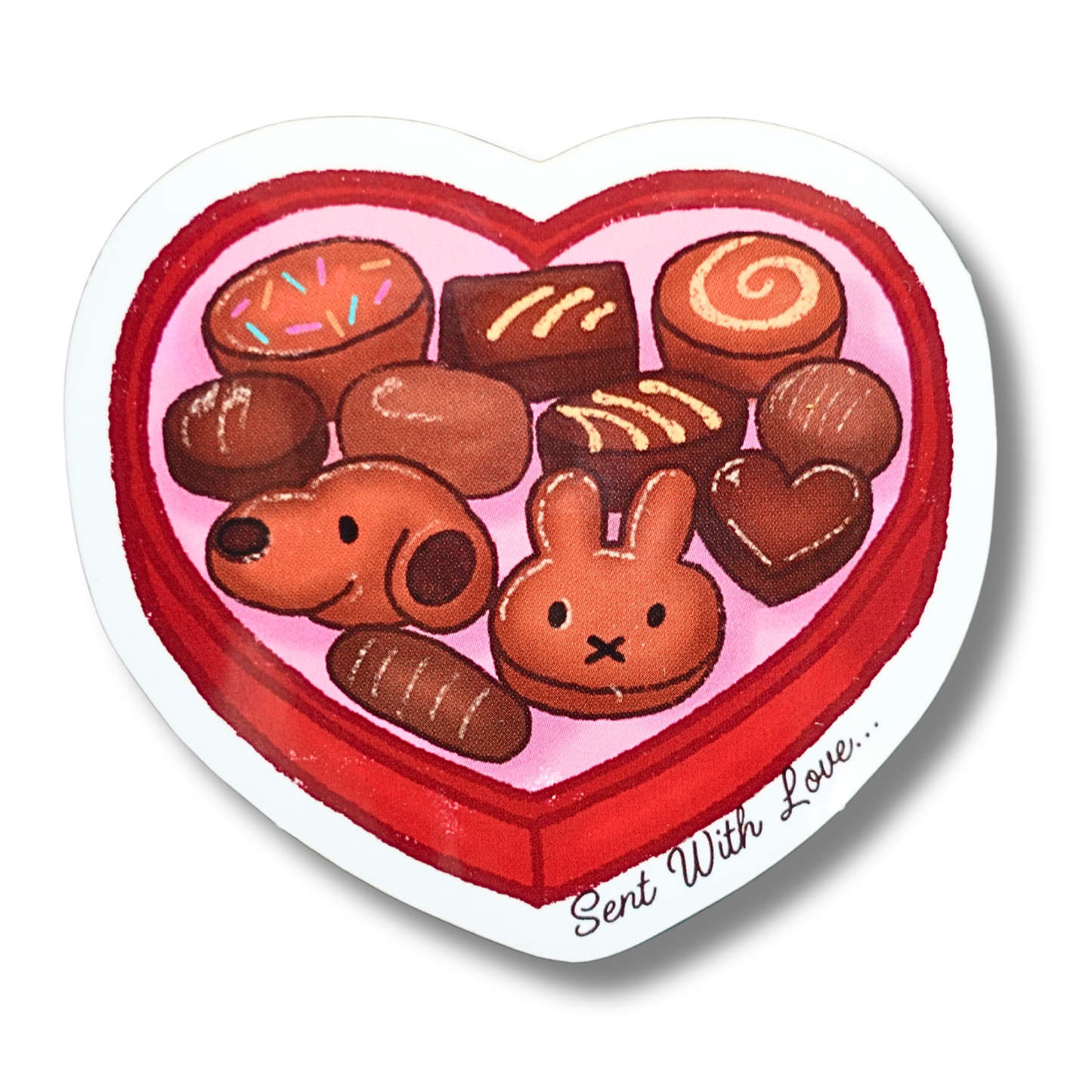 Chocolate Heart Box Die Cut Sticker