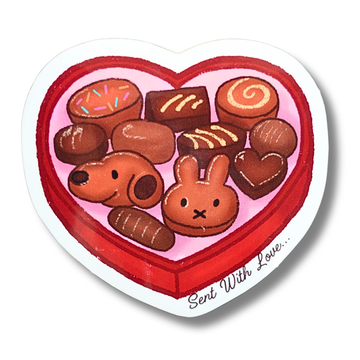 Chocolate Heart Box Die Cut Sticker