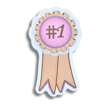 Cross Stitch #1 Ribbon Die Cut Sticker