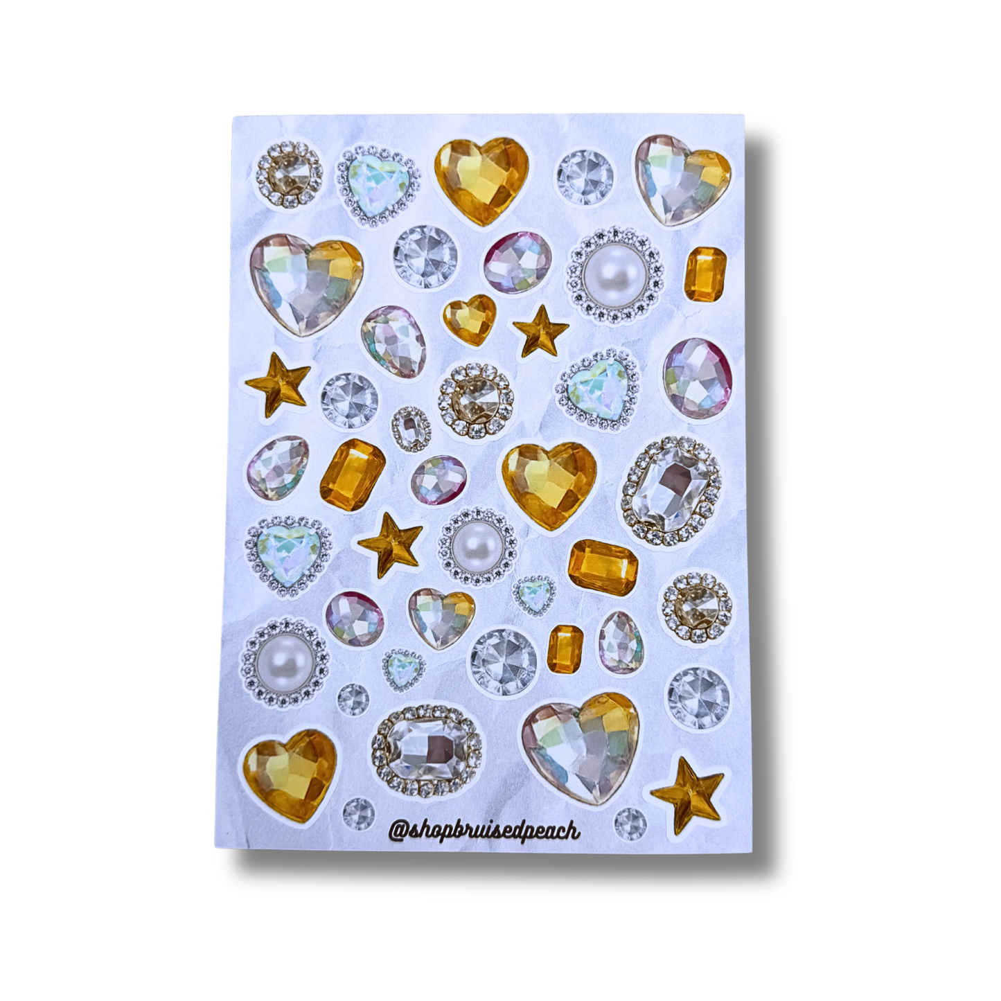 Silver and Gold Jewel Sticker Sheet – Classic Gem Stickers for Journaling, Scrapbooking &amp; Planners