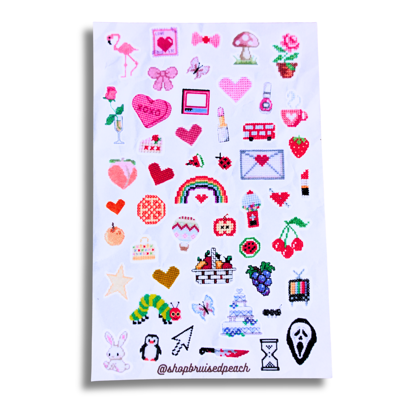 Moms Rainbow Cross Stitch Sticker Sheet